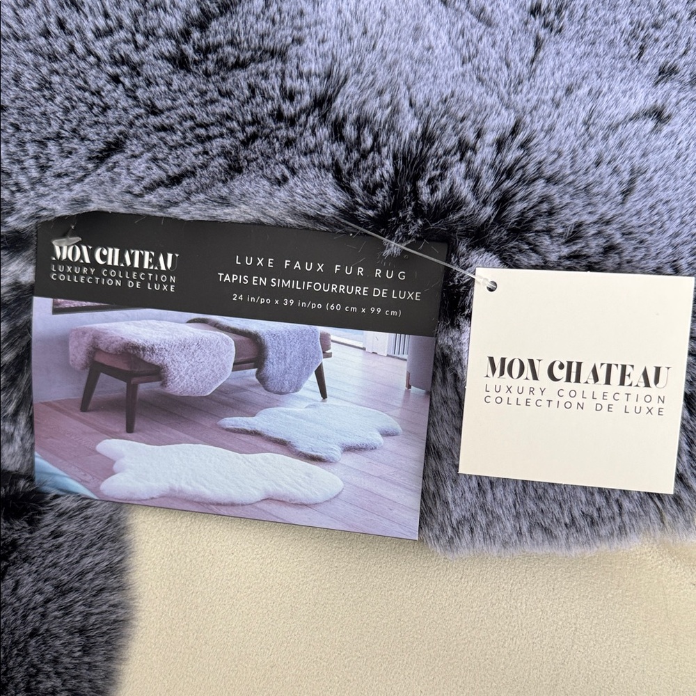 Chateau Plush Faux Fur Rug in Soft Gray